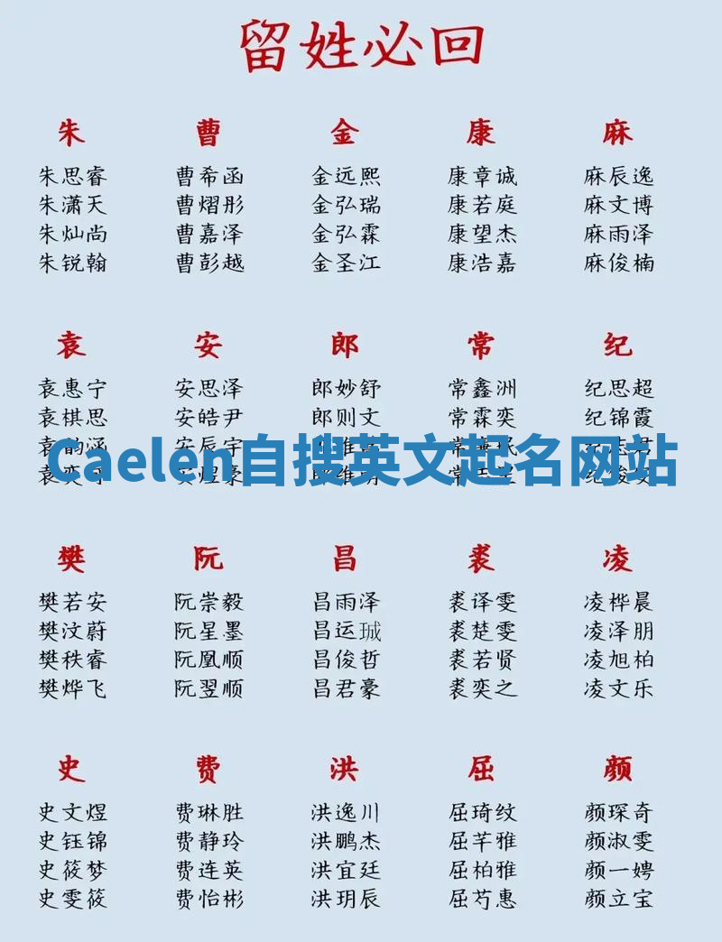 Caelen自搜英文起名网站