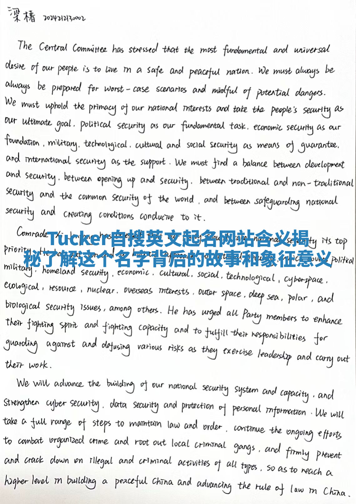 Tucker自搜英文起名网站含义揭秘 了解这个名字背后的故事和象征意义